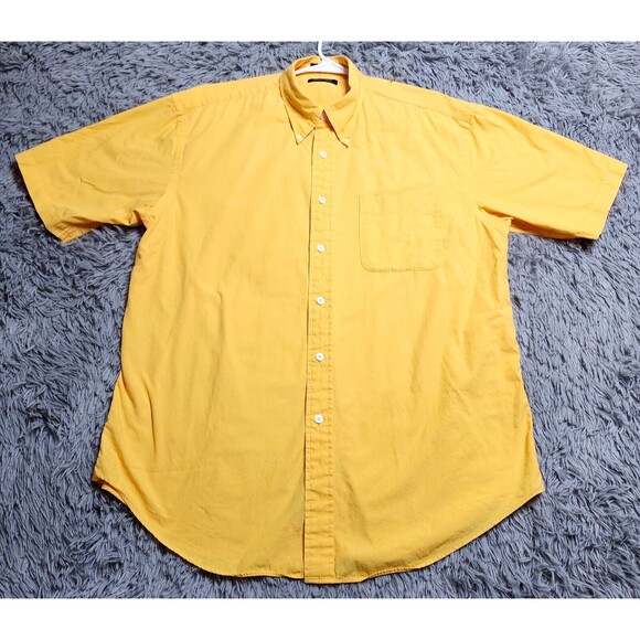 Vintage Nautica Shirt Men XL Bright Yellow Short Sleeve Sailing Button Up Down - Picture 1 of 10